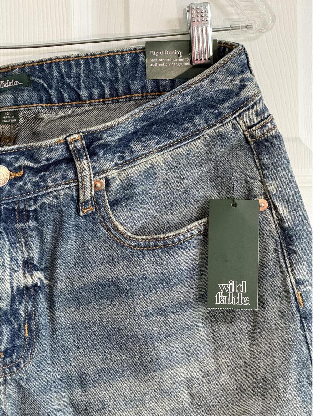 Wild Fable Low‑Rise Baggy Jeans – Light Wash Blue, Rigid Denim, 10L, 33” Inseam - Picture 4 of 6